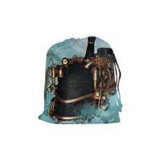 Spirit Of Steampunk, Awesome Train In The Sky Drawstring Pouch (medium) by FantasyWorld7