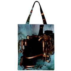 Spirit Of Steampunk, Awesome Train In The Sky Zipper Classic Tote Bag by FantasyWorld7