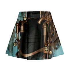 Spirit Of Steampunk, Awesome Train In The Sky Mini Flare Skirt by FantasyWorld7