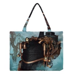 Spirit Of Steampunk, Awesome Train In The Sky Medium Tote Bag by FantasyWorld7