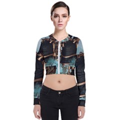 Spirit Of Steampunk, Awesome Train In The Sky Long Sleeve Zip Up Bomber Jacket by FantasyWorld7