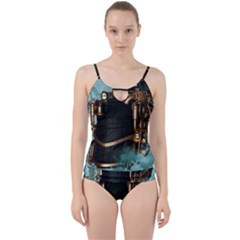 Spirit Of Steampunk, Awesome Train In The Sky Cut Out Top Tankini Set by FantasyWorld7