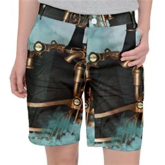 Spirit Of Steampunk, Awesome Train In The Sky Pocket Shorts by FantasyWorld7