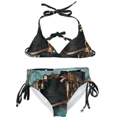 Spirit Of Steampunk, Awesome Train In The Sky Kids  Classic Bikini Set by FantasyWorld7