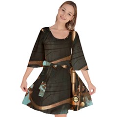 Spirit Of Steampunk, Awesome Train In The Sky Velour Kimono Dress by FantasyWorld7