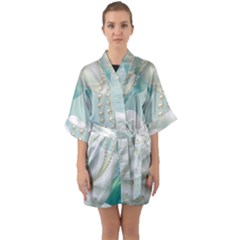 Wonderful Roses In Soft Colors Quarter Sleeve Kimono Robe by FantasyWorld7