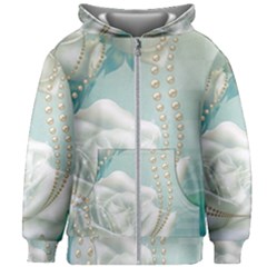 Wonderful Roses In Soft Colors Kids  Zipper Hoodie Without Drawstring by FantasyWorld7