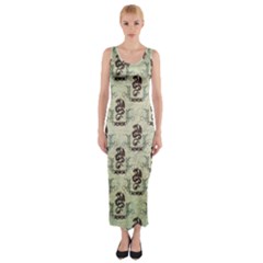 Awesome Chinese Dragon Pattern Fitted Maxi Dress by FantasyWorld7