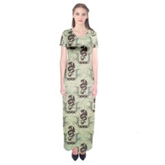 Awesome Chinese Dragon Pattern Short Sleeve Maxi Dress by FantasyWorld7