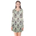 Awesome Chinese Dragon Pattern Long Sleeve V-neck Flare Dress View1