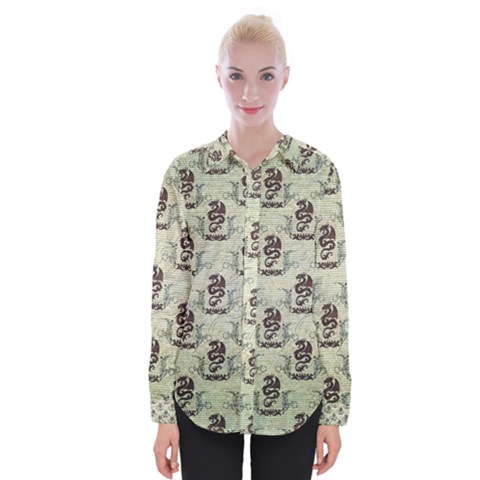 Awesome Chinese Dragon Pattern Womens Long Sleeve Shirt by FantasyWorld7