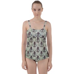 Awesome Chinese Dragon Pattern Twist Front Tankini Set by FantasyWorld7