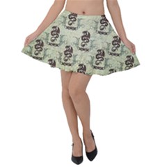 Awesome Chinese Dragon Pattern Velvet Skater Skirt by FantasyWorld7