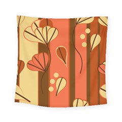 Amber Yellow Stripes Leaves Floral Square Tapestry (small) by Mariart