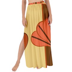 Amber Yellow Stripes Leaves Floral Maxi Chiffon Tie-up Sarong by Mariart