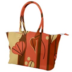 Amber Yellow Stripes Leaves Floral Canvas Shoulder Bag