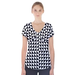 Optical Illusion Illusion Black Short Sleeve Front Detail Top by Pakrebo