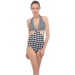 Optical Illusion Illusion Black Halter Front Plunge Swimsuit