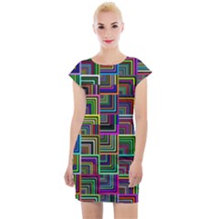 Wallpaper Background Colorful Cap Sleeve Bodycon Dress