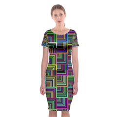 Wallpaper Background Colorful Classic Short Sleeve Midi Dress by Pakrebo