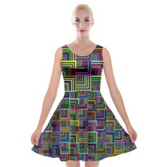 Wallpaper Background Colorful Velvet Skater Dress by Pakrebo