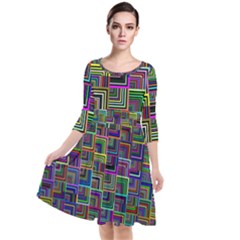 Wallpaper Background Colorful Quarter Sleeve Waist Band Dress by Pakrebo