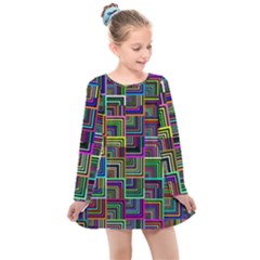 Wallpaper Background Colorful Kids  Long Sleeve Dress by Pakrebo