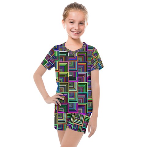 Wallpaper Background Colorful Kids  Mesh Tee And Shorts Set by Pakrebo