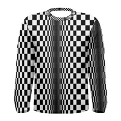 Art Optical Black White Contrast Men s Long Sleeve Tee by Pakrebo