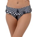 Art Optical Black White Contrast Frill Bikini Bottom View1