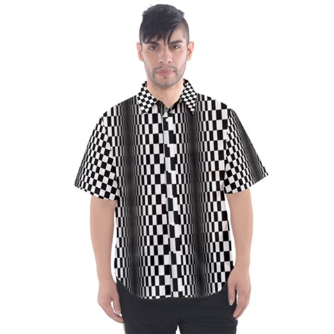 Art Optical Black White Contrast Men s Short Sleeve Shirt by Pakrebo