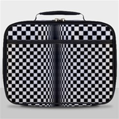 Art Optical Black White Contrast Full Print Lunch Bag by Pakrebo