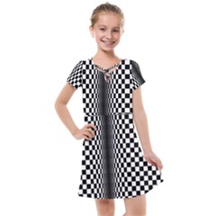 Art Optical Black White Contrast Kids  Cross Web Dress by Pakrebo