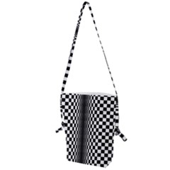 Art Optical Black White Contrast Folding Shoulder Bag