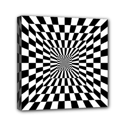 Optical Illusion Chessboard Tunnel Mini Canvas 6  X 6  (stretched) by Pakrebo