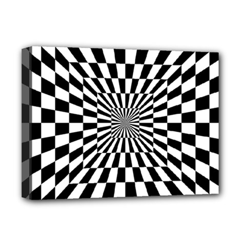 Optical Illusion Chessboard Tunnel Deluxe Canvas 16  X 12  (stretched)  by Pakrebo