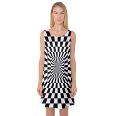 Optical Illusion Chessboard Tunnel Sleeveless Satin Nightdress by Pakrebo