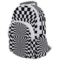 Optical Illusion Chessboard Tunnel Rounded Multi Pocket Backpack