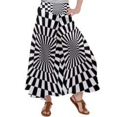 Optical Illusion Chessboard Tunnel Satin Palazzo Pants by Pakrebo