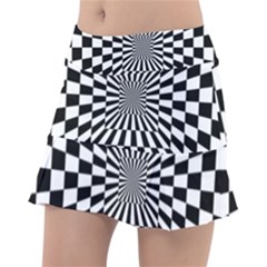 Optical Illusion Chessboard Tunnel Tennis Skirt by Pakrebo