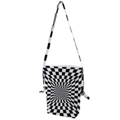 Optical Illusion Chessboard Tunnel Folding Shoulder Bag