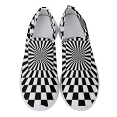 Optical Illusion Chessboard Tunnel Women s Slip On Sneakers