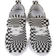 Optical Illusion Chessboard Tunnel Kids  Velcro Strap Shoes by Pakrebo