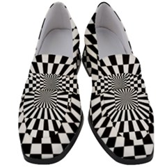 Optical Illusion Chessboard Tunnel Women s Chunky Heel Loafers