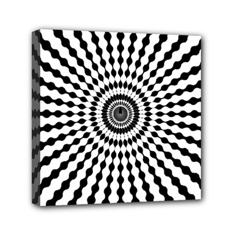 Starburst Sunburst Hypnotic Mini Canvas 6  X 6  (stretched) by Pakrebo