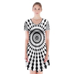 Starburst Sunburst Hypnotic Short Sleeve V-neck Flare Dress by Pakrebo