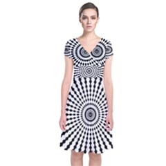 Starburst Sunburst Hypnotic Short Sleeve Front Wrap Dress by Pakrebo