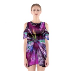 Fractal Circles Abstract Shoulder Cutout One Piece Dress by Pakrebo