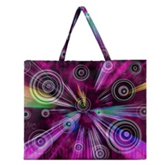 Fractal Circles Abstract Zipper Large Tote Bag by Pakrebo