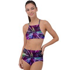 Fractal Circles Abstract High Waist Tankini Set